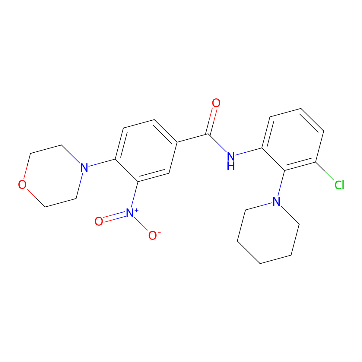 N-[3-chloro-2-(1-piperidinyl)phenyl]-4-(4-morpholinyl)-3-nitrobenzamide molecular structure, CAS 831185-39-8