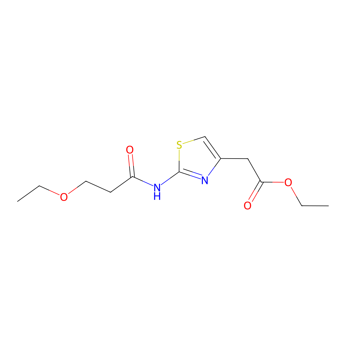 Ethyl 2-[2-(3-ethoxypropanoylamino)-1,3-thiazol-4-yl]acetate molecular structure, CAS 831185-42-3