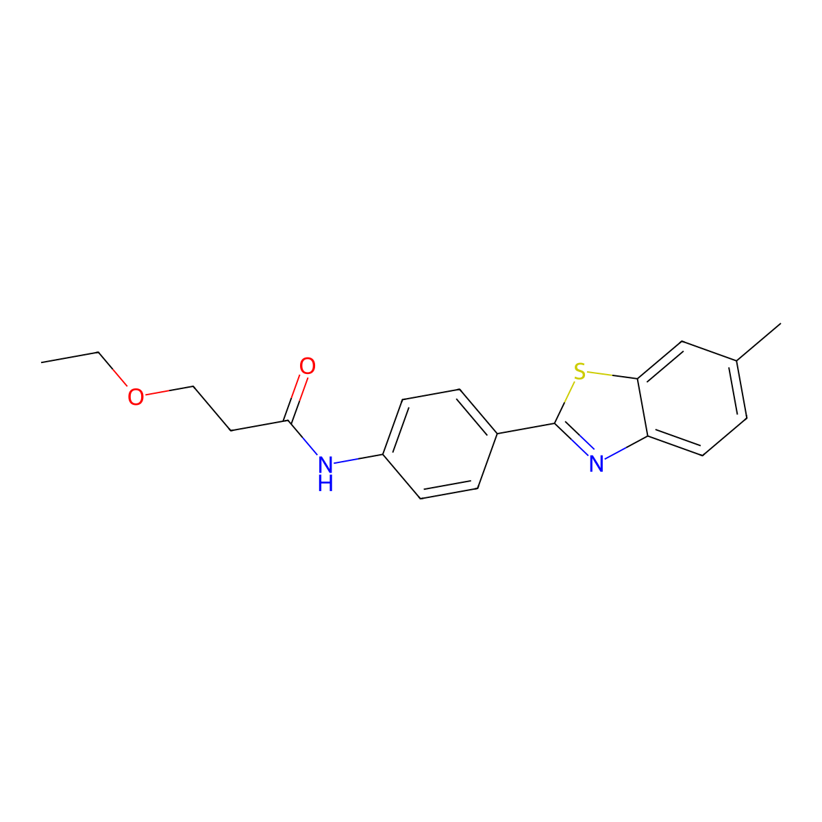 3-ethoxy-N-[4-(6-methyl-1,3-benzothiazol-2-yl)phenyl]propanamide molecular structure, CAS 831185-67-2