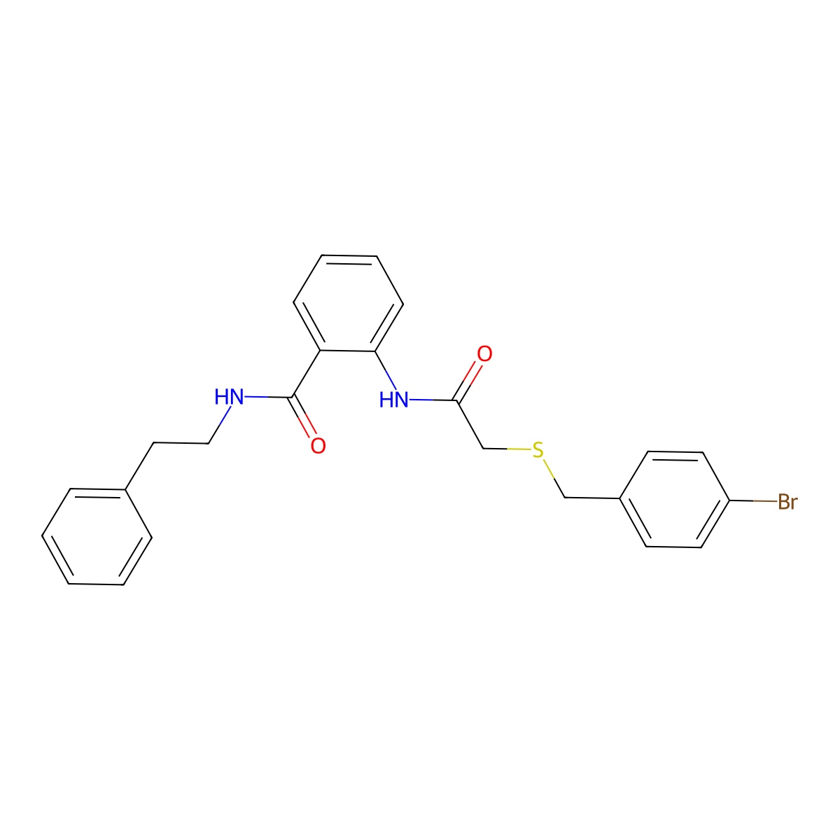 2-({[(4-bromobenzyl)sulfanyl]acetyl}amino)-N-(2-phenylethyl)benzamide molecular structure, CAS 831185-92-3