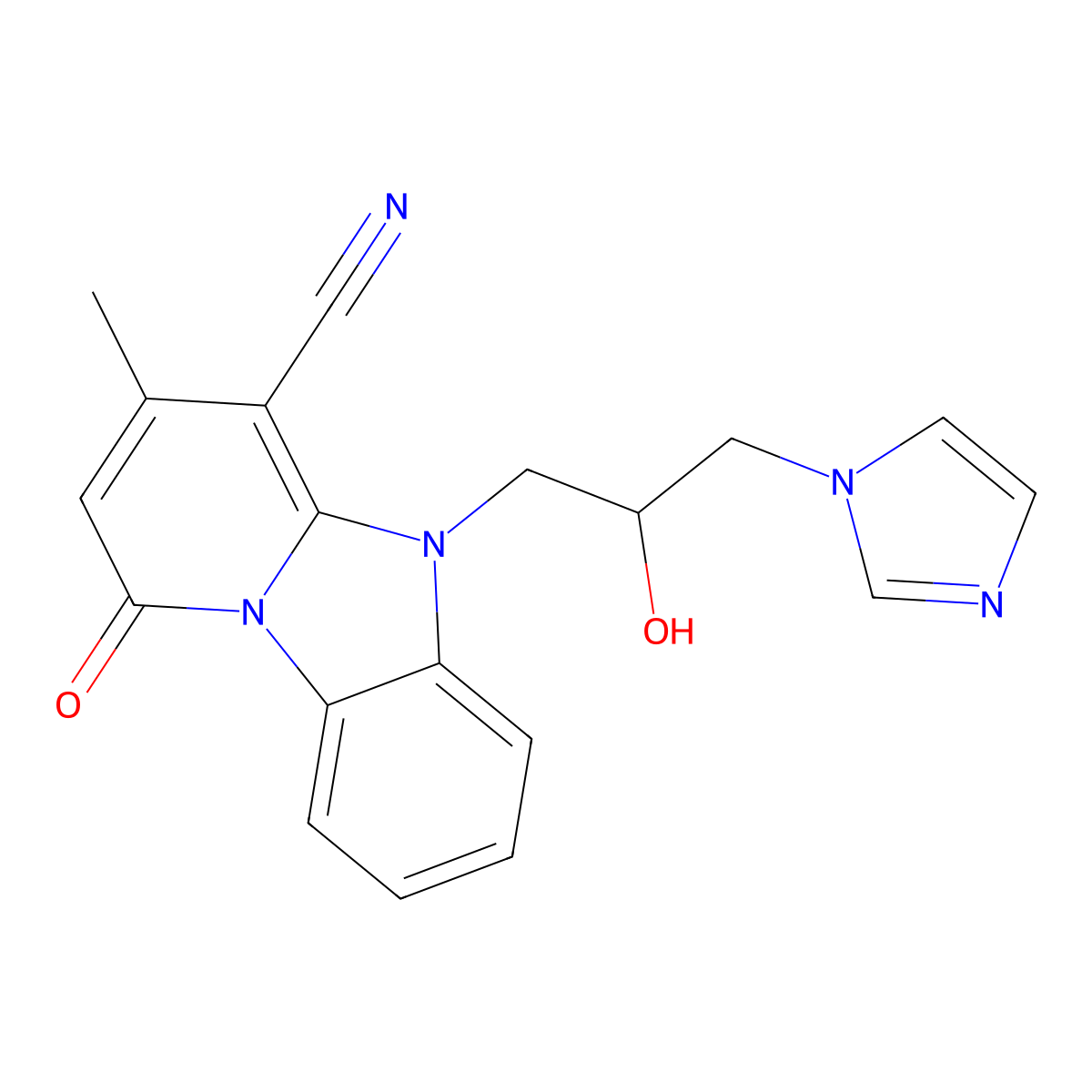 5-(2-Hydroxy-3-imidazol-1-ylpropyl)-3-methyl-1-oxopyrido[1,2-a]benzimidazole-4-carbonitrile molecular structure, CAS 831186-85-7