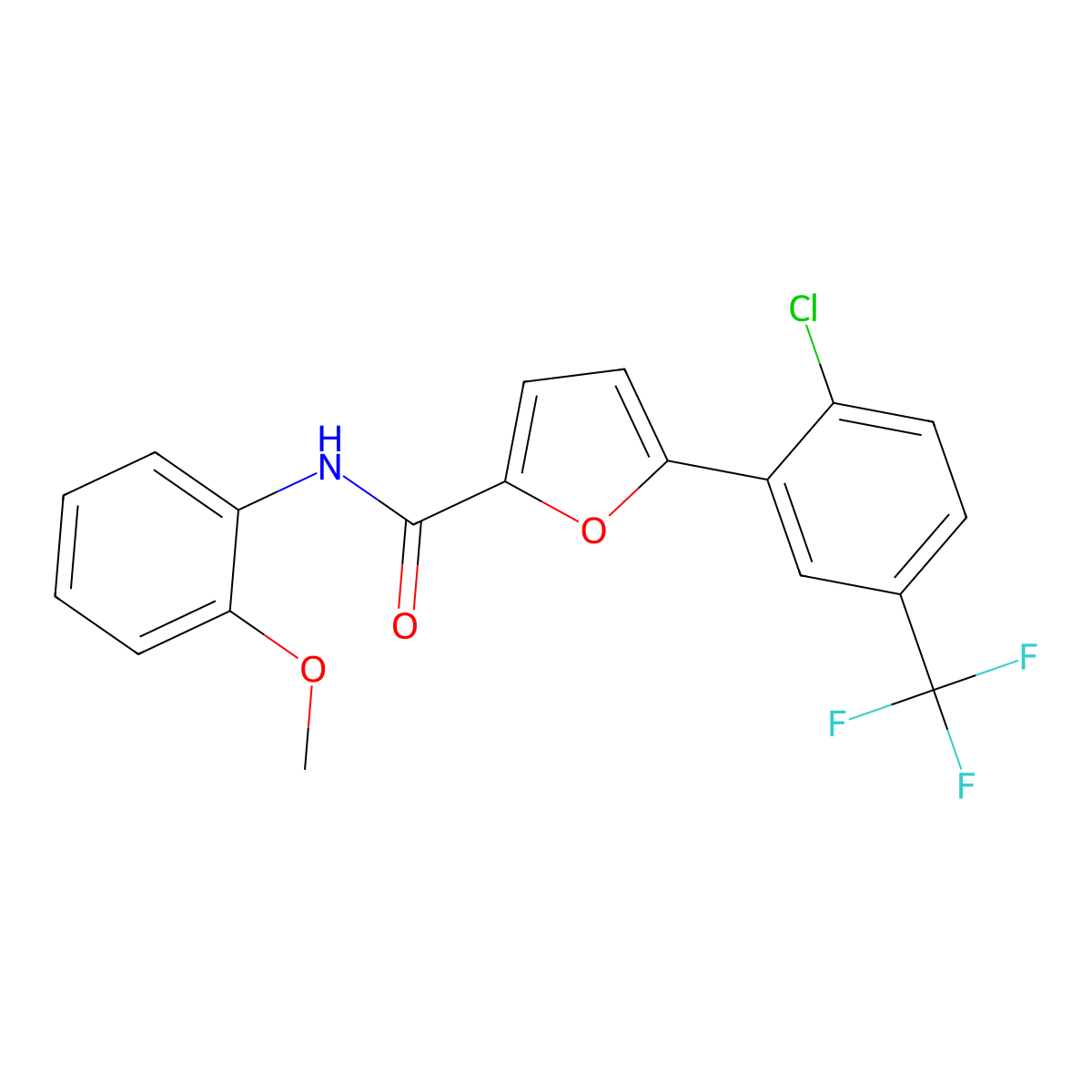5-[2-chloro-5-(trifluoromethyl)phenyl]-N-(2-methoxyphenyl)furan-2-carboxamide molecular structure, CAS 831187-04-3