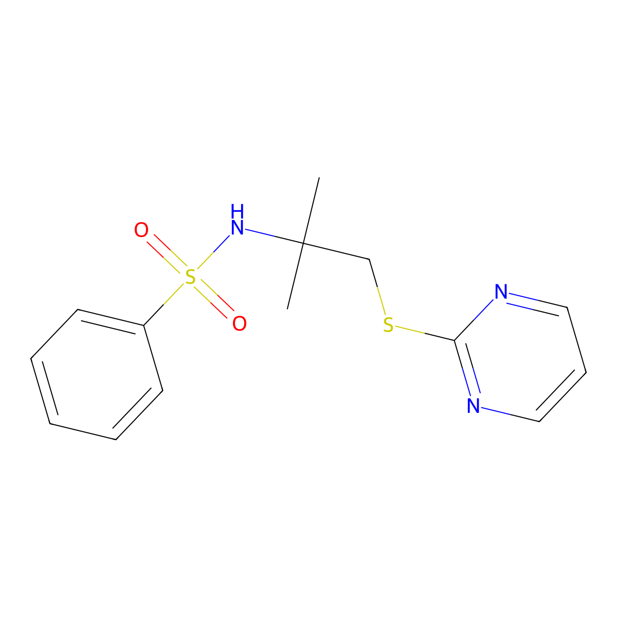 N-[1,1-dimethyl-2-(2-pyrimidinylthio)ethyl]benzenesulfonamide molecular structure, CAS 831187-12-3