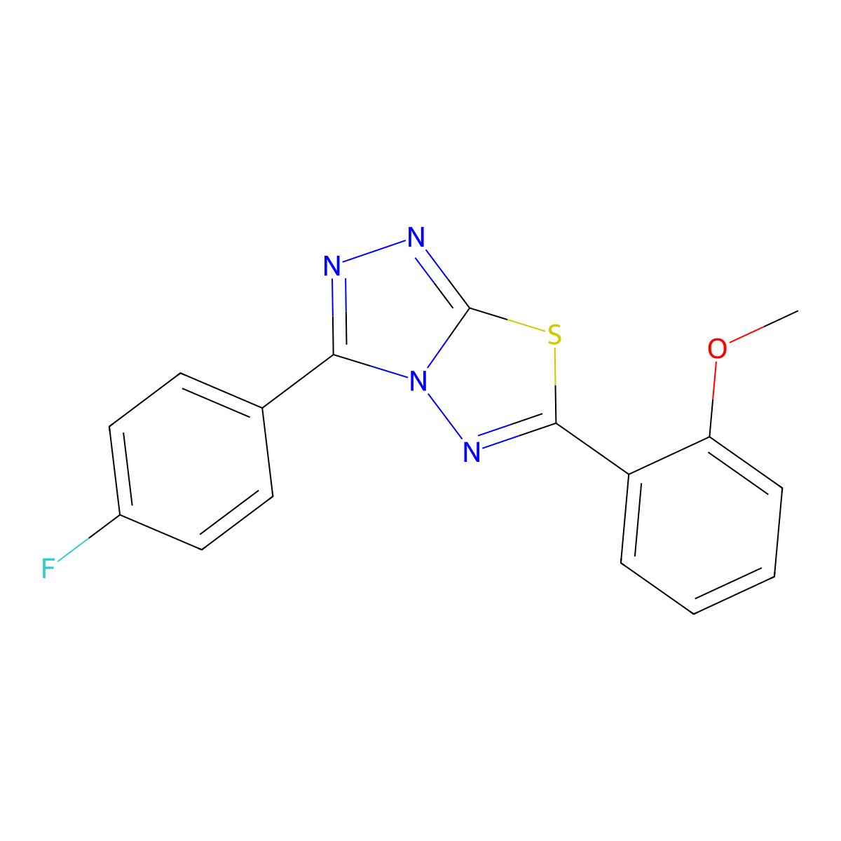 3-(4-Fluorophenyl)-6-(2-methoxyphenyl)-[1,2,4]triazolo[3,4-b][1,3,4]thiadiazole molecular structure, CAS 831187-16-7
