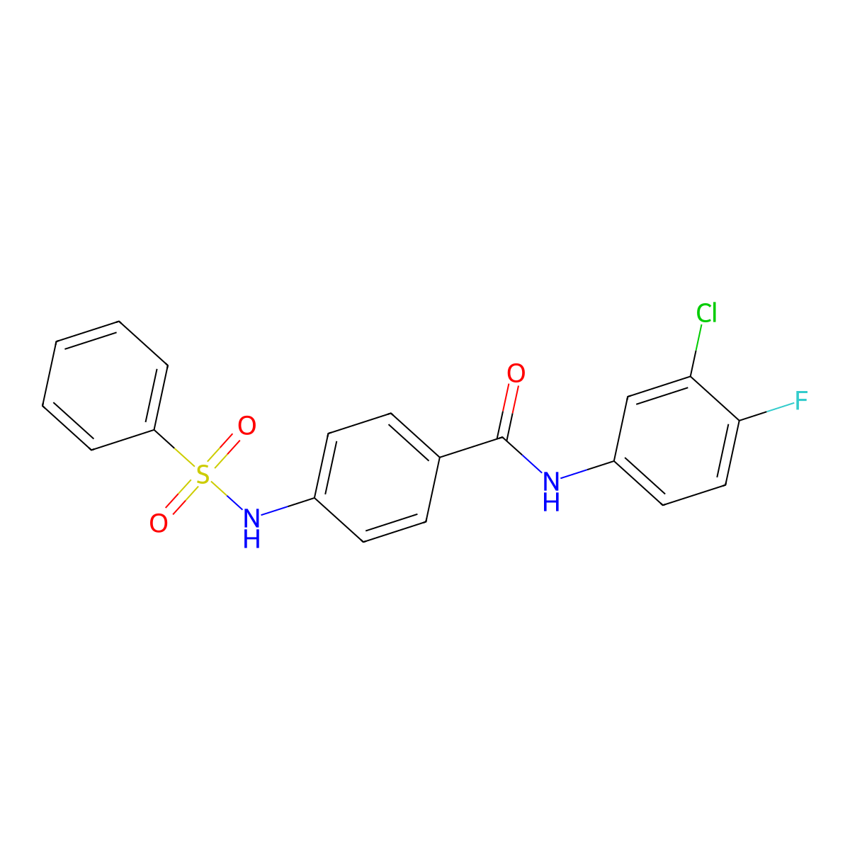 4-(benzenesulfonamido)-N-(3-chloro-4-fluorophenyl)benzamide molecular structure, CAS 831187-18-9