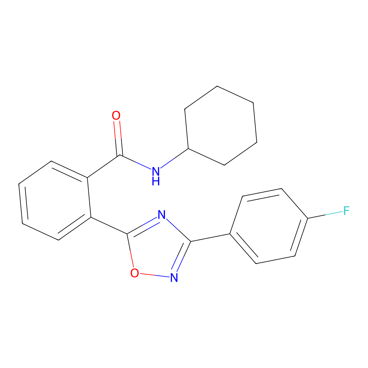 N-cyclohexyl-2-[3-(4-fluorophenyl)-1,2,4-oxadiazol-5-yl]benzamide molecular structure, CAS 831187-54-3