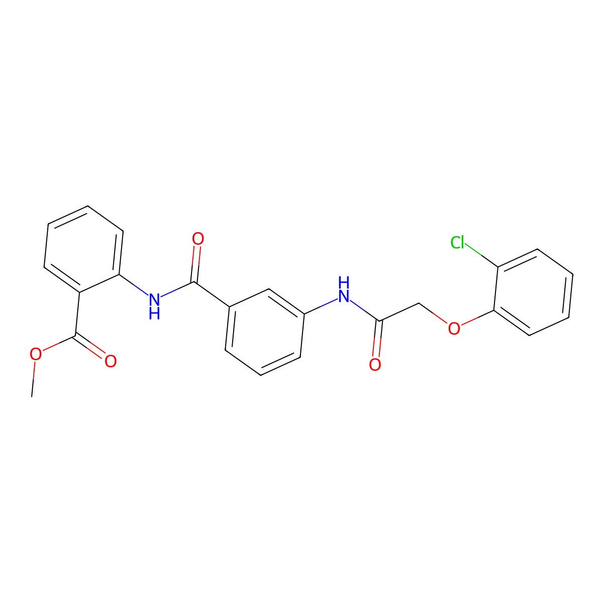 Methyl 2-{[(3-{[(2-chlorophenoxy)acetyl]amino}phenyl)carbonyl]amino}benzoate molecular structure, CAS 831187-62-3