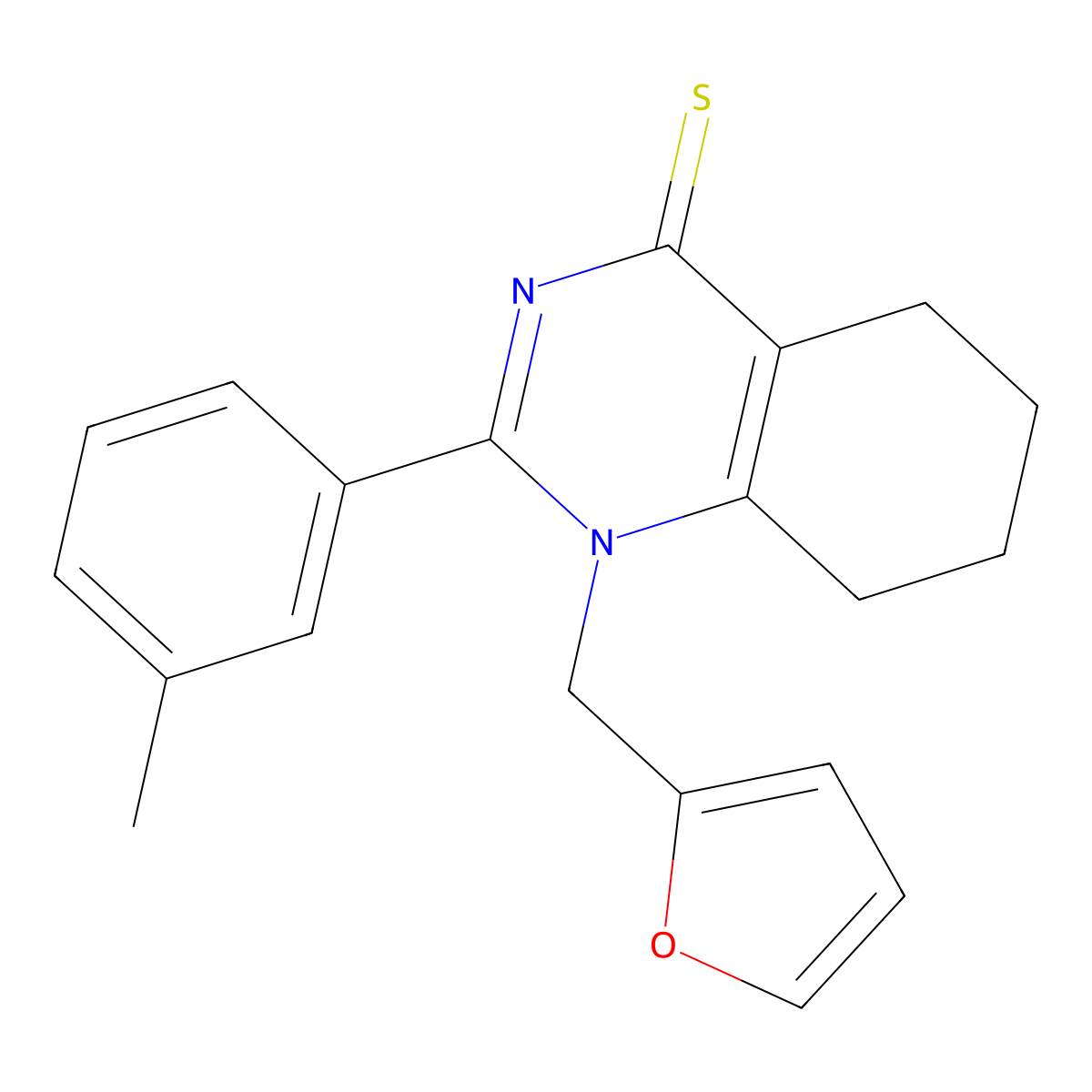1-(furan-2-ylmethyl)-2-(m-tolyl)-5,6,7,8-tetrahydroquinazoline-4(1H)-thione molecular structure, CAS 831187-70-3