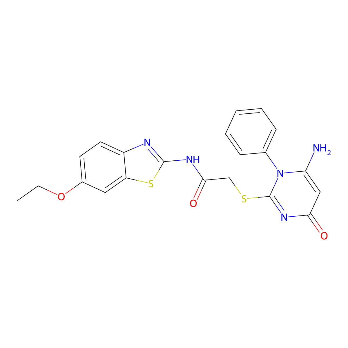 2-(6-amino-4-oxo-1-phenylpyrimidin-2-yl)sulfanyl-N-(6-ethoxy-1,3-benzothiazol-2-yl)acetamide molecular structure, CAS 831187-71-4