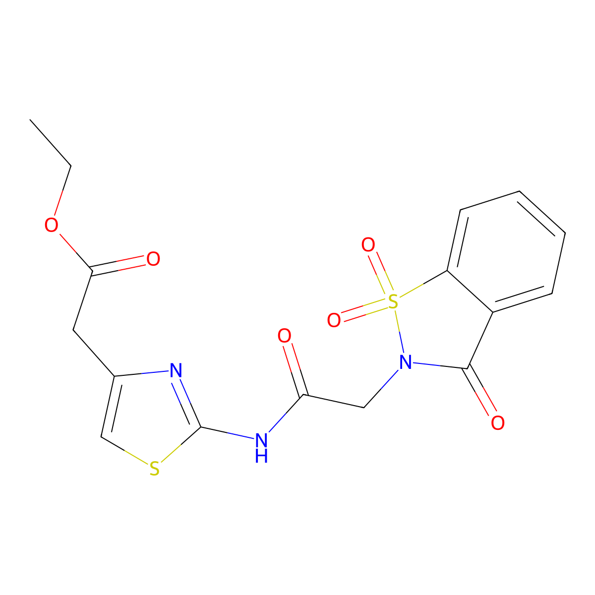 ethyl 2-(2-(2-(1,1-dioxido-3-oxobenzo[d]isothiazol-2(3H)-yl)acetamido)thiazol-4-yl)acetate molecular structure, CAS 831187-84-9