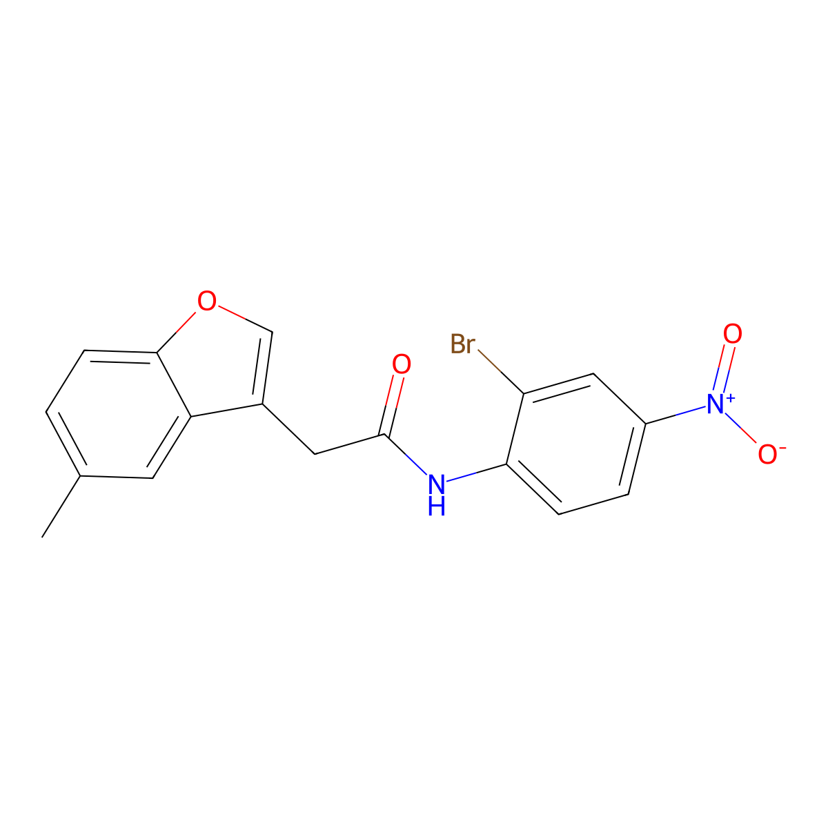 N-(2-bromo-4-nitrophenyl)-2-(5-methyl-1-benzofuran-3-yl)acetamide molecular structure, CAS 831187-86-1