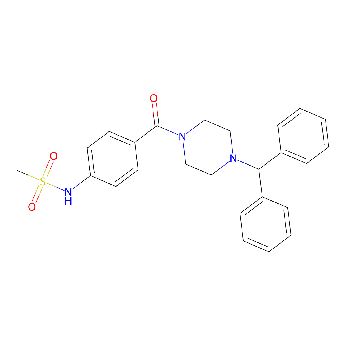 N-[4-(4-benzhydrylpiperazine-1-carbonyl)phenyl]methanesulfonamide molecular structure, CAS 831187-92-9