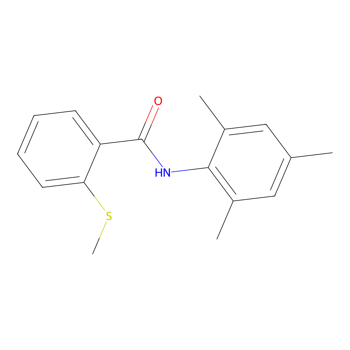 2-methylsulfanyl-N-(2,4,6-trimethylphenyl)benzamide molecular structure, CAS 831187-94-1