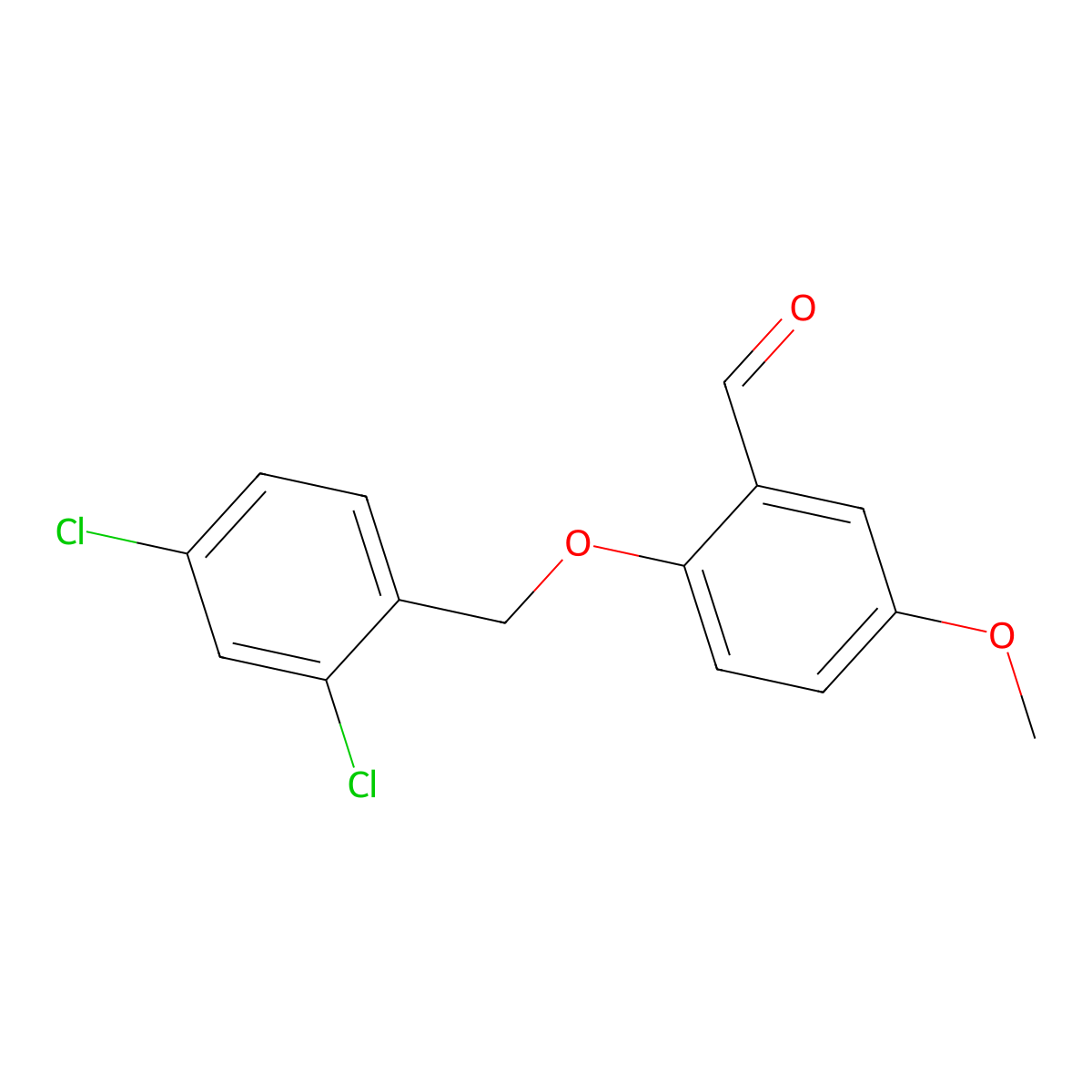2-[(2,4-Dichlorophenyl)methoxy]-5-methoxybenzaldehyde molecular structure, CAS 831188-03-5