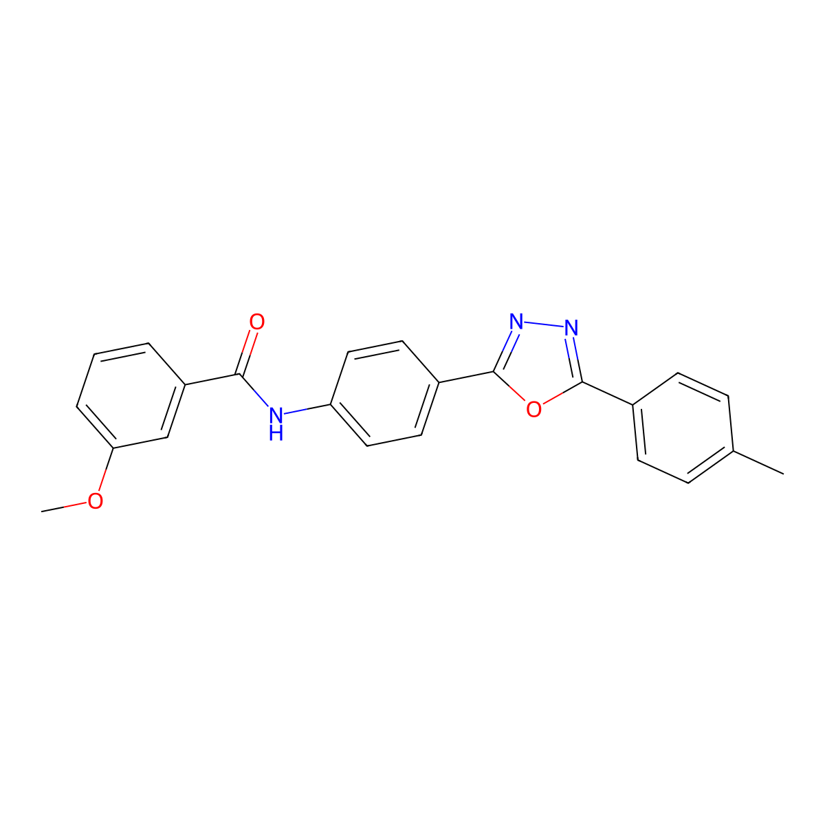 3-methoxy-N-[4-[5-(4-methylphenyl)-1,3,4-oxadiazol-2-yl]phenyl]benzamide molecular structure, CAS 831188-28-4