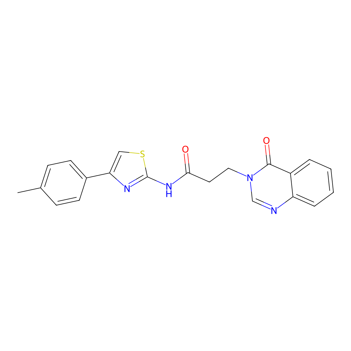 N-[4-(4-methylphenyl)-1,3-thiazol-2-yl]-3-(4-oxoquinazolin-3-yl)propanamide molecular structure, CAS 831188-41-1