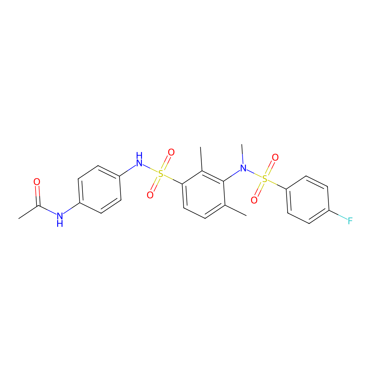 N-{4-[2,4-Dimethyl-3-(N-methyl4-fluorobenzenesulfonamido)benzenesulfonamido]phenyl}acetamide molecular structure, CAS 831188-58-0