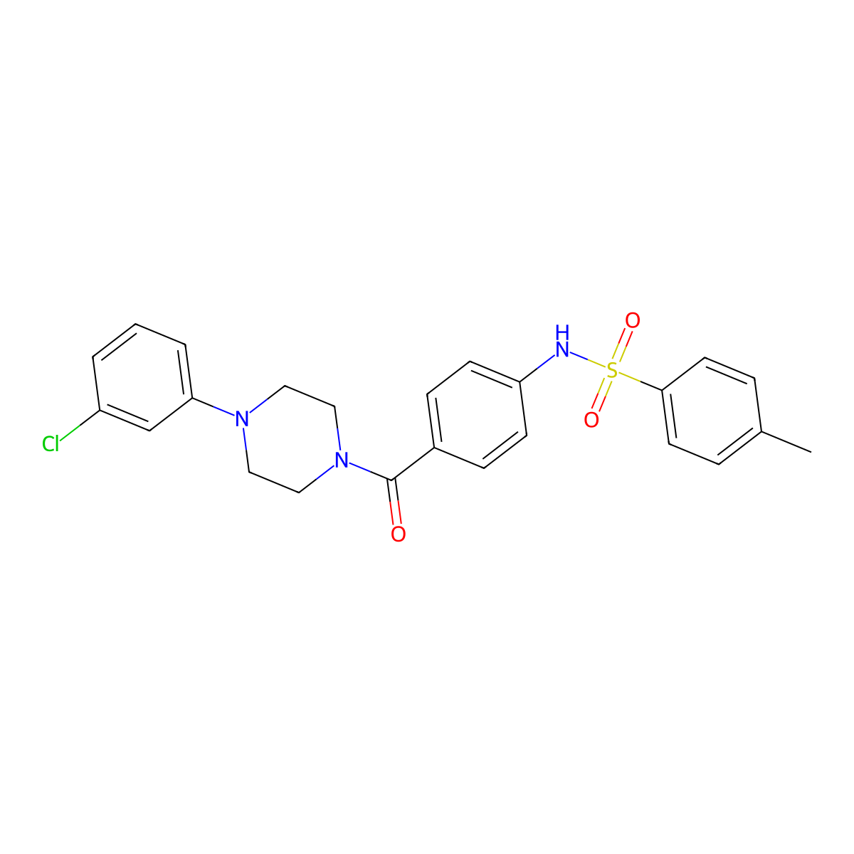 N-[4-[4-(3-chlorophenyl)piperazine-1-carbonyl]phenyl]-4-methylbenzenesulfonamide molecular structure, CAS 831188-78-4