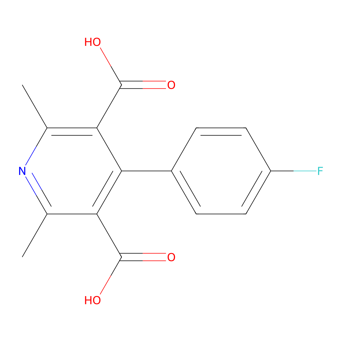 4-(4-Fluorophenyl)-2,6-dimethylpyridine-3,5-dicarboxylic acid molecular structure, CAS 831189-00-5