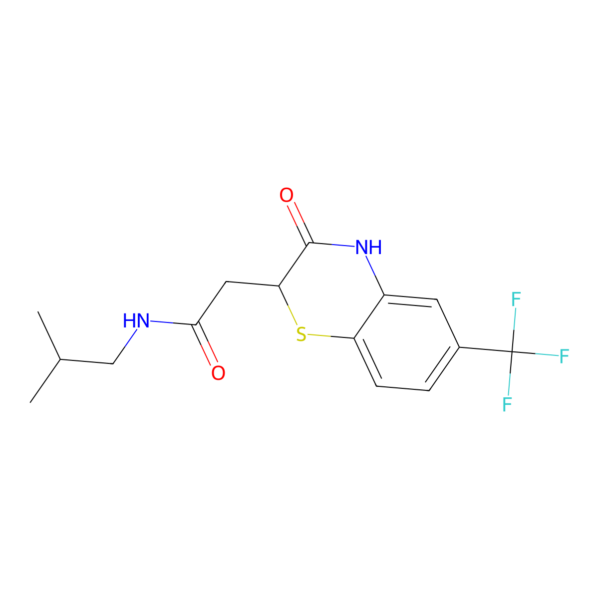N-(2-methylpropyl)-2-[3-oxo-6-(trifluoromethyl)-4H-1,4-benzothiazin-2-yl]acetamide molecular structure, CAS 831189-26-5