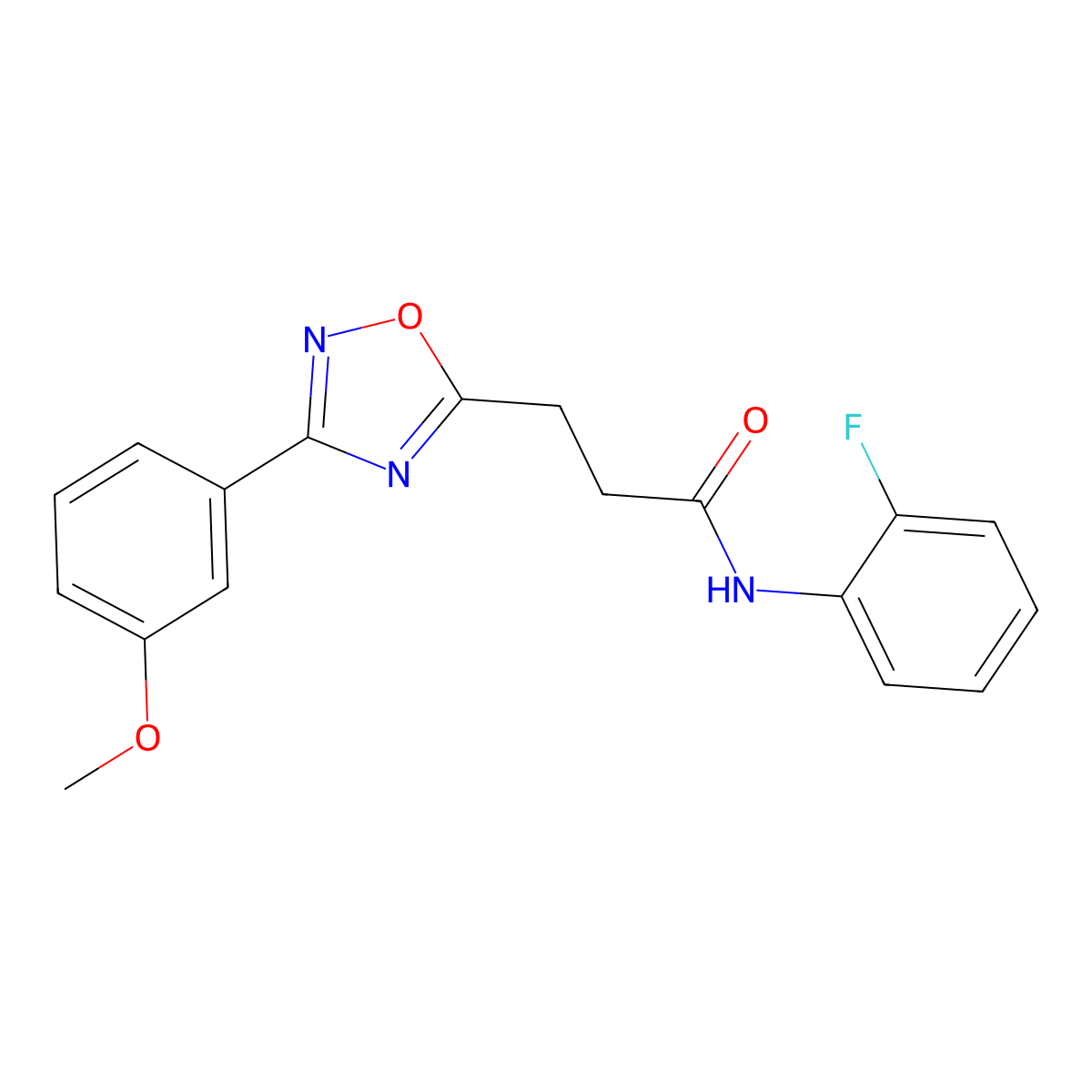 N-(2-fluorophenyl)-3-[3-(3-methoxyphenyl)-1,2,4-oxadiazol-5-yl]propanamide molecular structure, CAS 831192-32-6