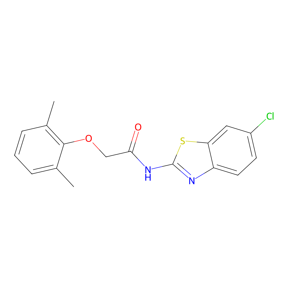 N-(6-chloro-1,3-benzothiazol-2-yl)-2-(2,6-dimethylphenoxy)acetamide molecular structure, CAS 831192-66-6