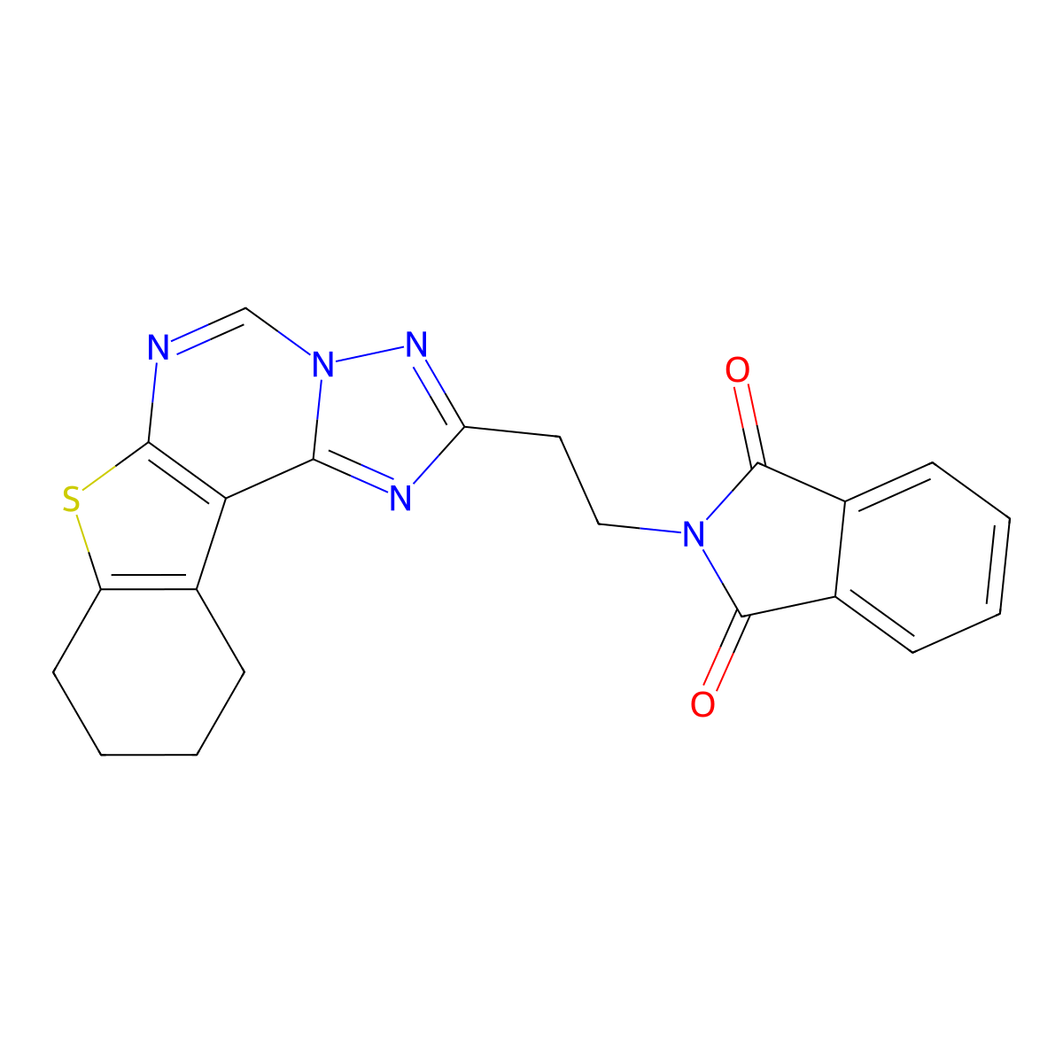 2-(2-(8,9,10,11-Tetrahydrobenzo[4,5]thieno[3,2-e][1,2,4]triazolo[1,5-c]pyrimidin-2-yl)ethyl)isoindoline-1,3-dione molecular structure, CAS 831192-75-7