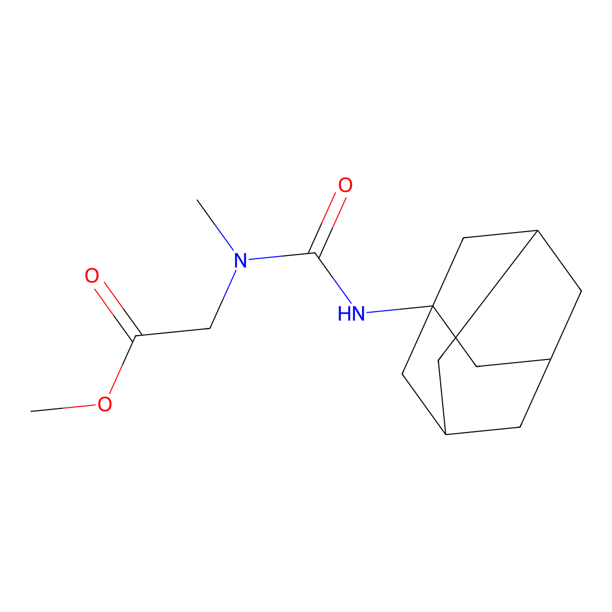Methyl 2-[1-adamantylcarbamoyl(methyl)amino]acetate molecular structure, CAS 831192-90-6