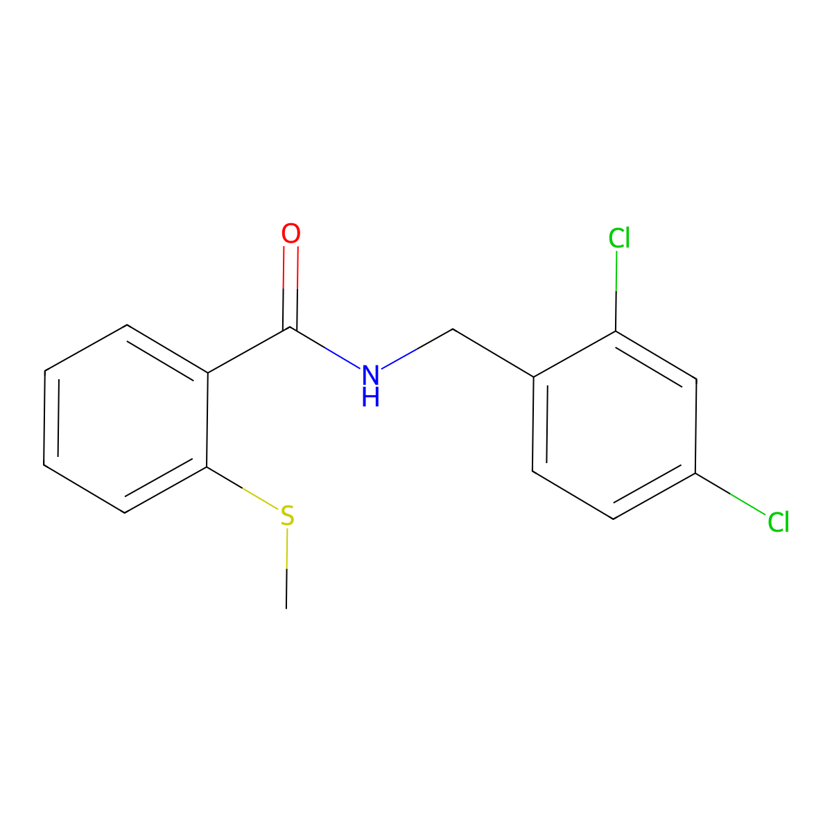 N-(2,4-dichlorobenzyl)-2-(methylsulfanyl)benzamide molecular structure, CAS 831192-96-2