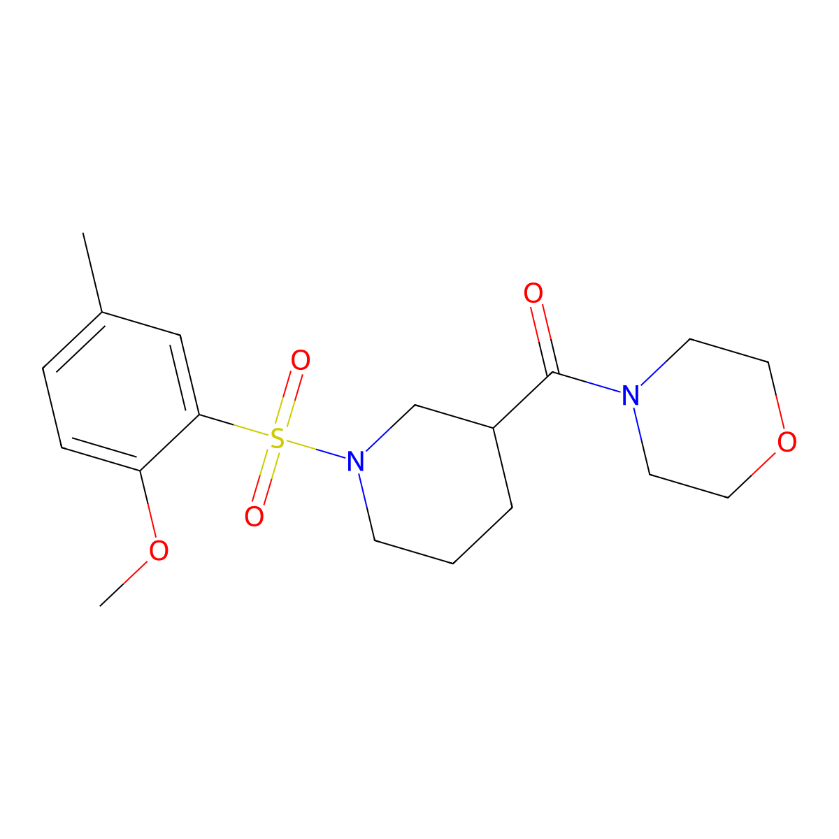 [1-(2-Methoxy-5-methylphenyl)sulfonylpiperidin-3-yl]-morpholin-4-ylmethanone molecular structure, CAS 831193-14-7