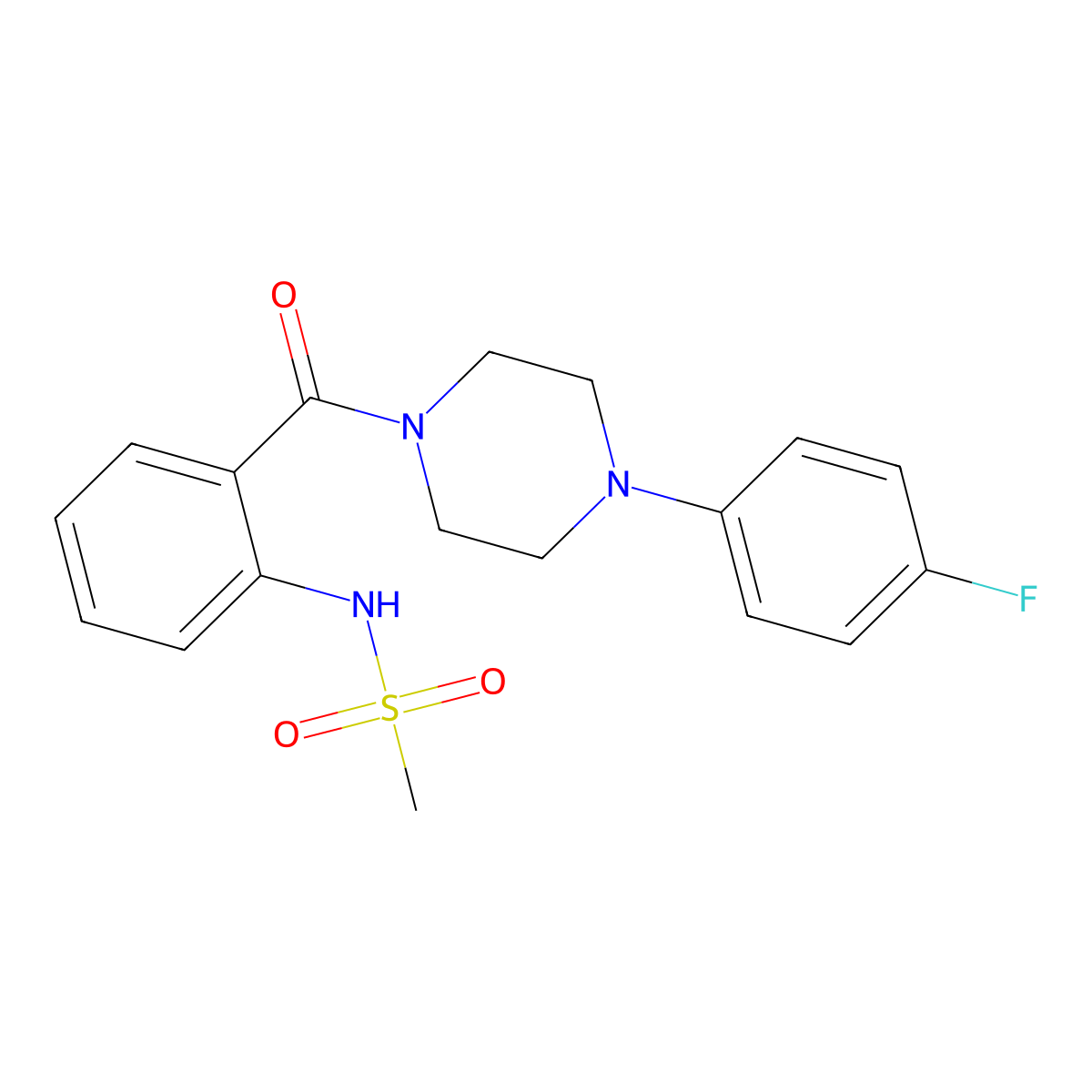 N-[2-[4-(4-fluorophenyl)piperazine-1-carbonyl]phenyl]methanesulfonamide molecular structure, CAS 831193-20-5