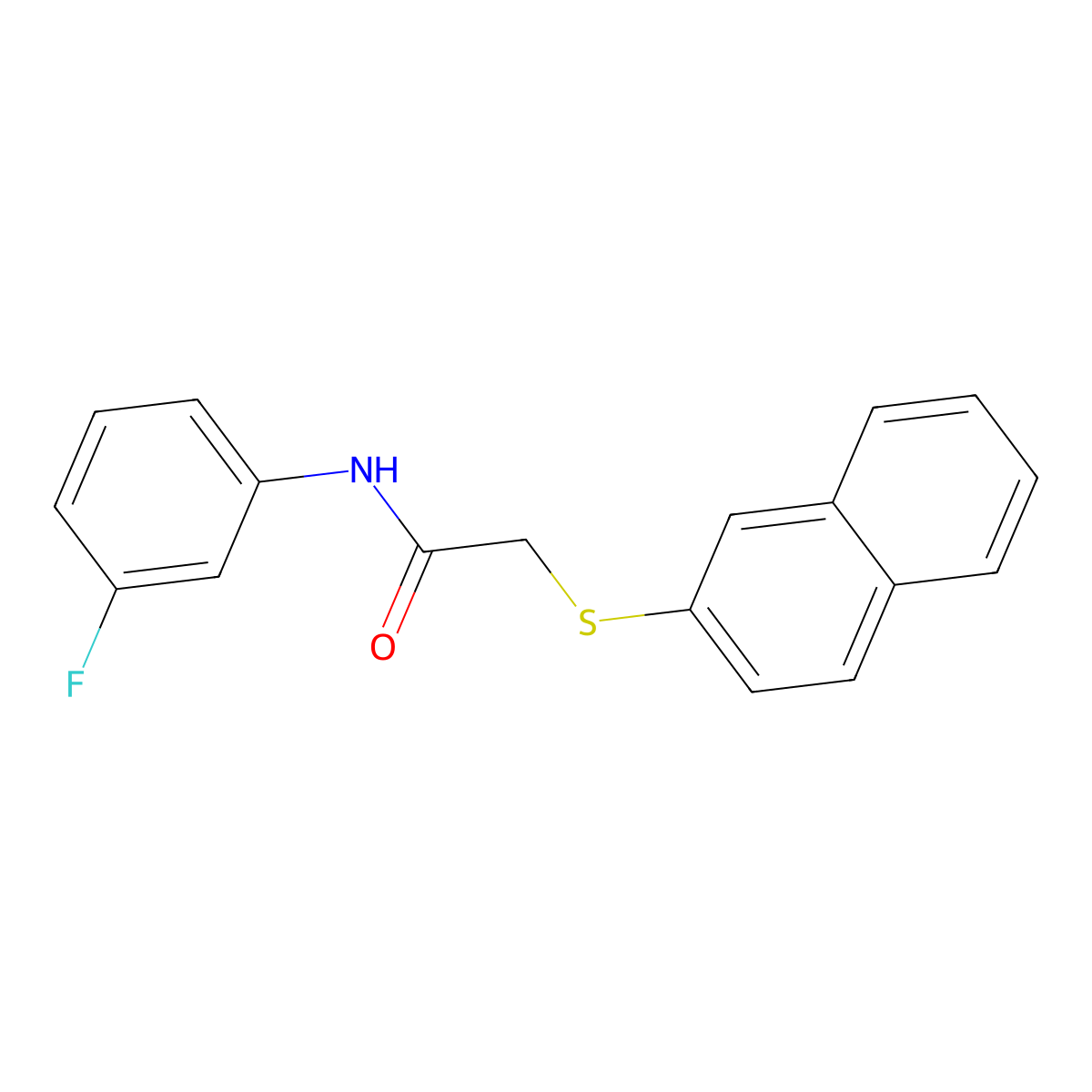 N-(3-fluorophenyl)-2-naphthalen-2-ylsulfanylacetamide molecular structure, CAS 831193-21-6