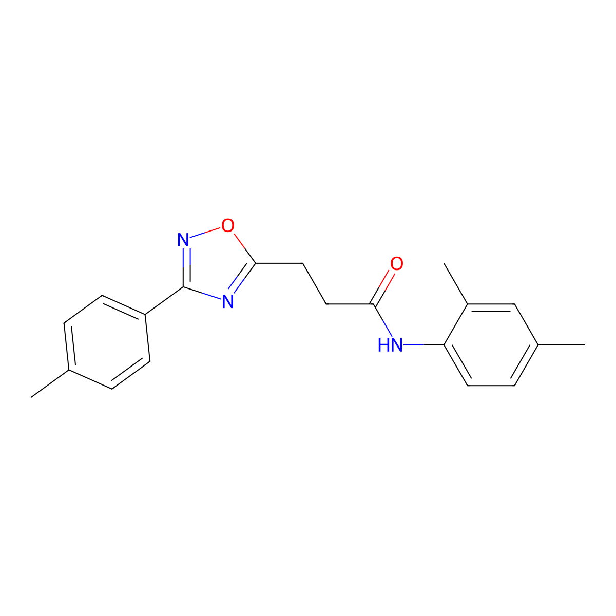 N-(2,4-dimethylphenyl)-3-[3-(4-methylphenyl)-1,2,4-oxadiazol-5-yl]propanamide molecular structure, CAS 831193-23-8