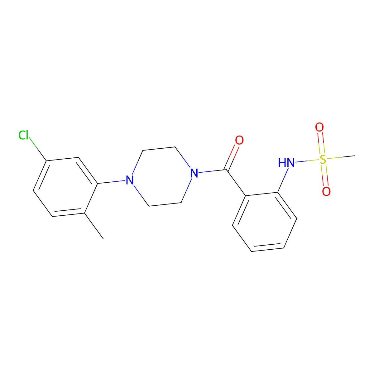 N-[2-[4-(5-chloro-2-methylphenyl)piperazine-1-carbonyl]phenyl]methanesulfonamide molecular structure, CAS 831193-24-9