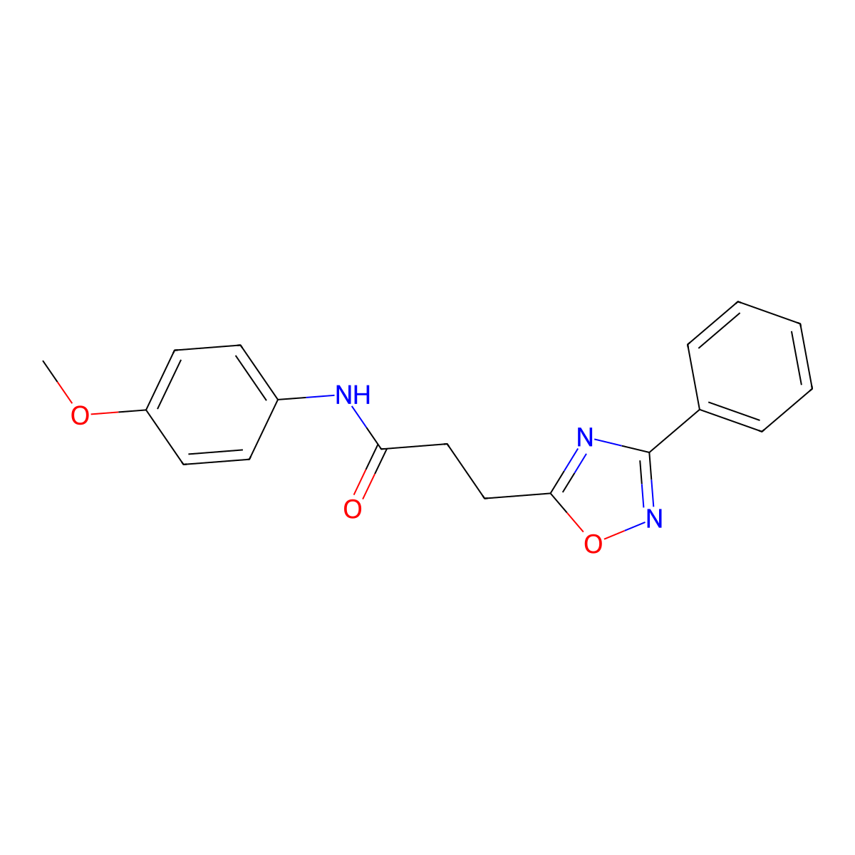 N-(4-methoxyphenyl)-3-(3-phenyl-1,2,4-oxadiazol-5-yl)propanamide molecular structure, CAS 831193-45-4