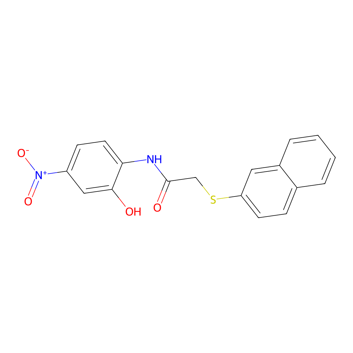 N-(2-hydroxy-4-nitrophenyl)-2-naphthalen-2-ylsulfanylacetamide molecular structure, CAS 831193-51-2