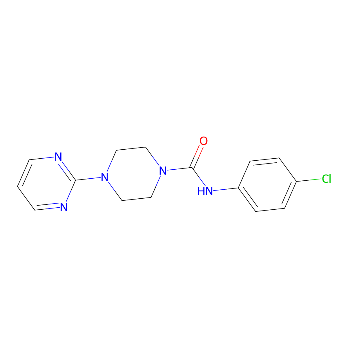 N-(4-chlorophenyl)-4-(pyrimidin-2-yl)piperazine-1-carboxamide molecular structure, CAS 831193-66-9