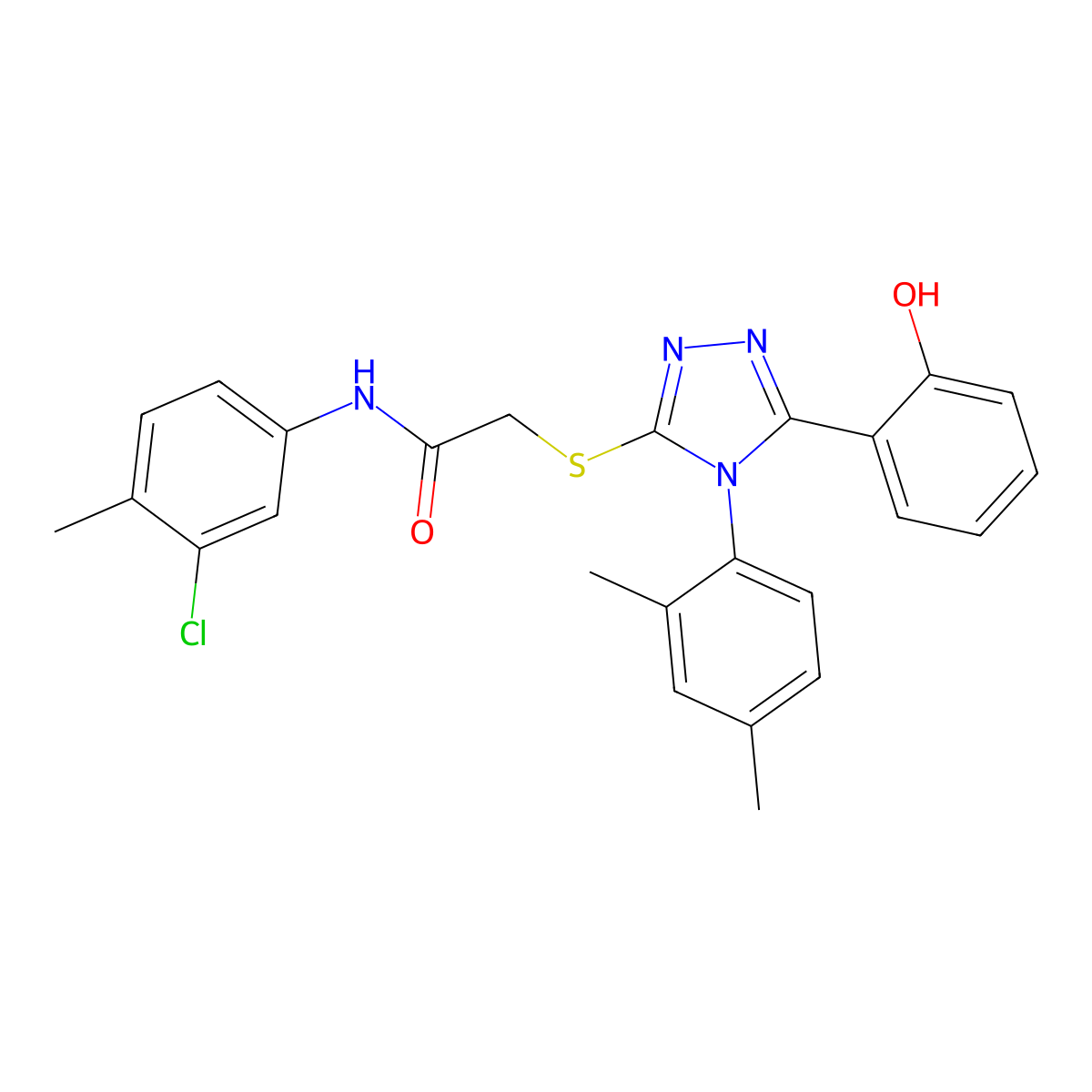 N-(3-chloro-4-methylphenyl)-2-{[4-(2,4-dimethylphenyl)-5-(2-hydroxyphenyl)-4H-1,2,4-triazol-3-yl]sulfanyl}acetamide molecular structure, CAS 831194-08-2
