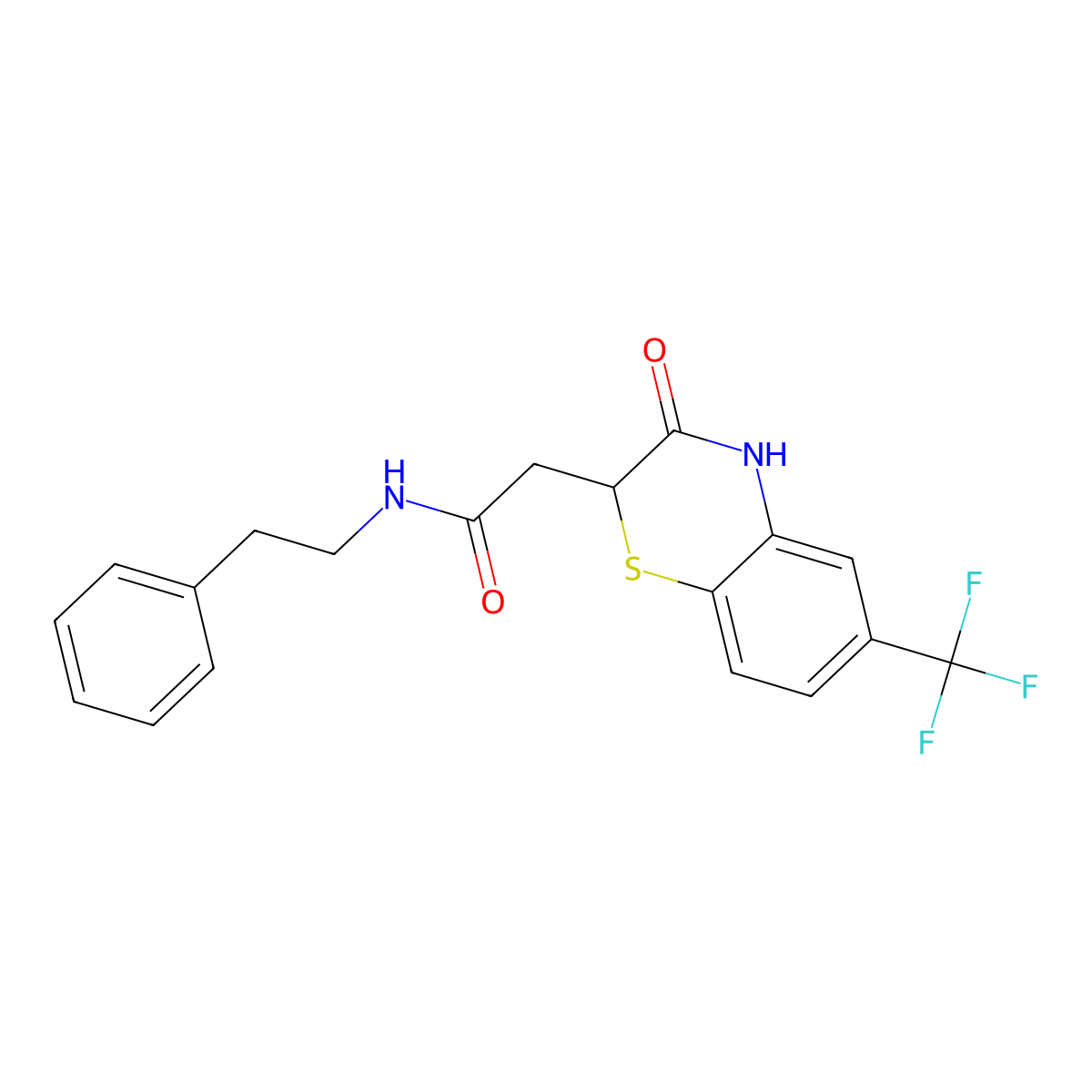 2-[3-oxo-6-(trifluoromethyl)-3,4-dihydro-2H-1,4-benzothiazin-2-yl]-N-(2-phenylethyl)acetamide molecular structure, CAS 831194-09-3