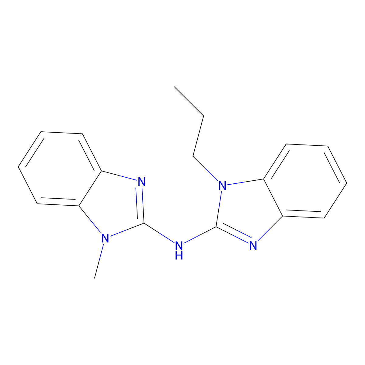 1-methyl-N-(1-propylbenzimidazol-2-yl)benzimidazol-2-amine molecular structure, CAS 831194-16-2