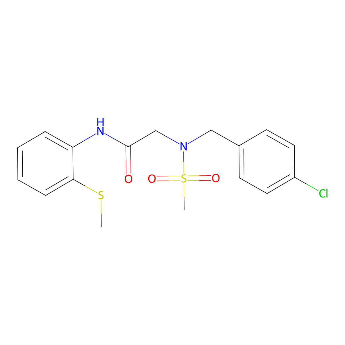 2-[(4-chlorophenyl)methyl-methylsulfonylamino]-N-(2-methylsulfanylphenyl)acetamide molecular structure, CAS 831194-33-3