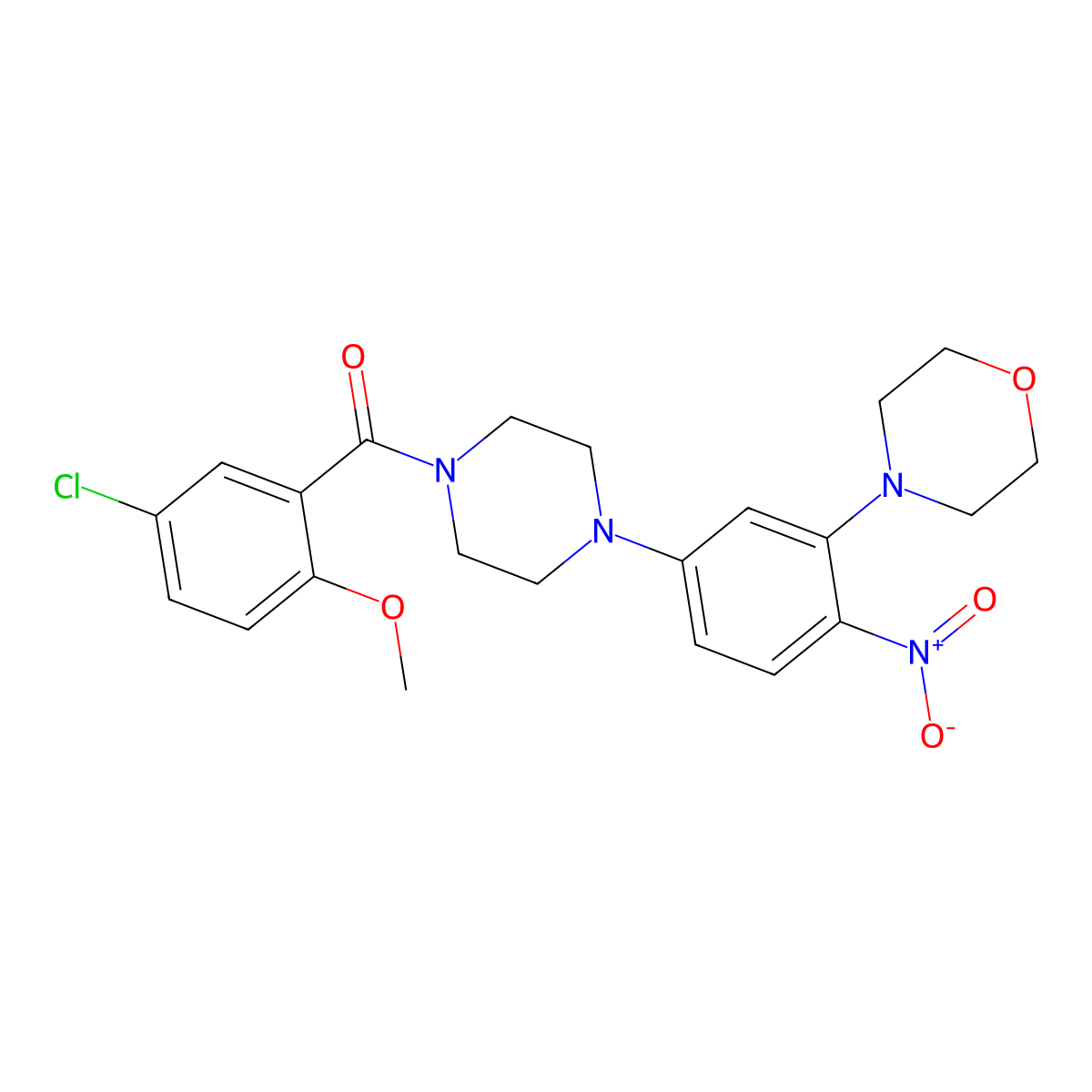 (5-Chloro-2-methoxyphenyl)-[4-(3-morpholin-4-yl-4-nitrophenyl)piperazin-1-yl]methanone molecular structure, CAS 831194-56-0