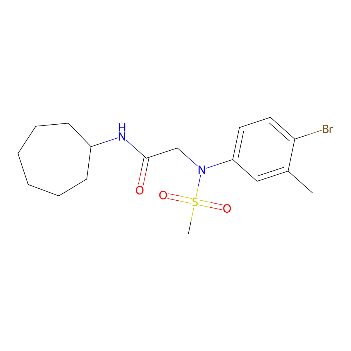 2-(4-bromo-3-methyl-N-methylsulfonylanilino)-N-cycloheptylacetamide molecular structure, CAS 831194-94-6