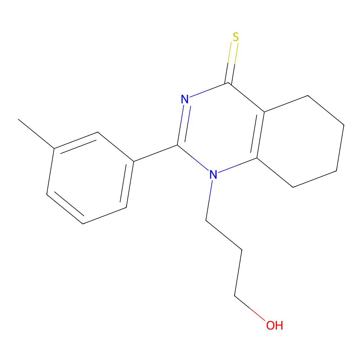 1-(3-hydroxypropyl)-2-(m-tolyl)-5,6,7,8-tetrahydroquinazoline-4(1H)-thione molecular structure, CAS 831195-14-3