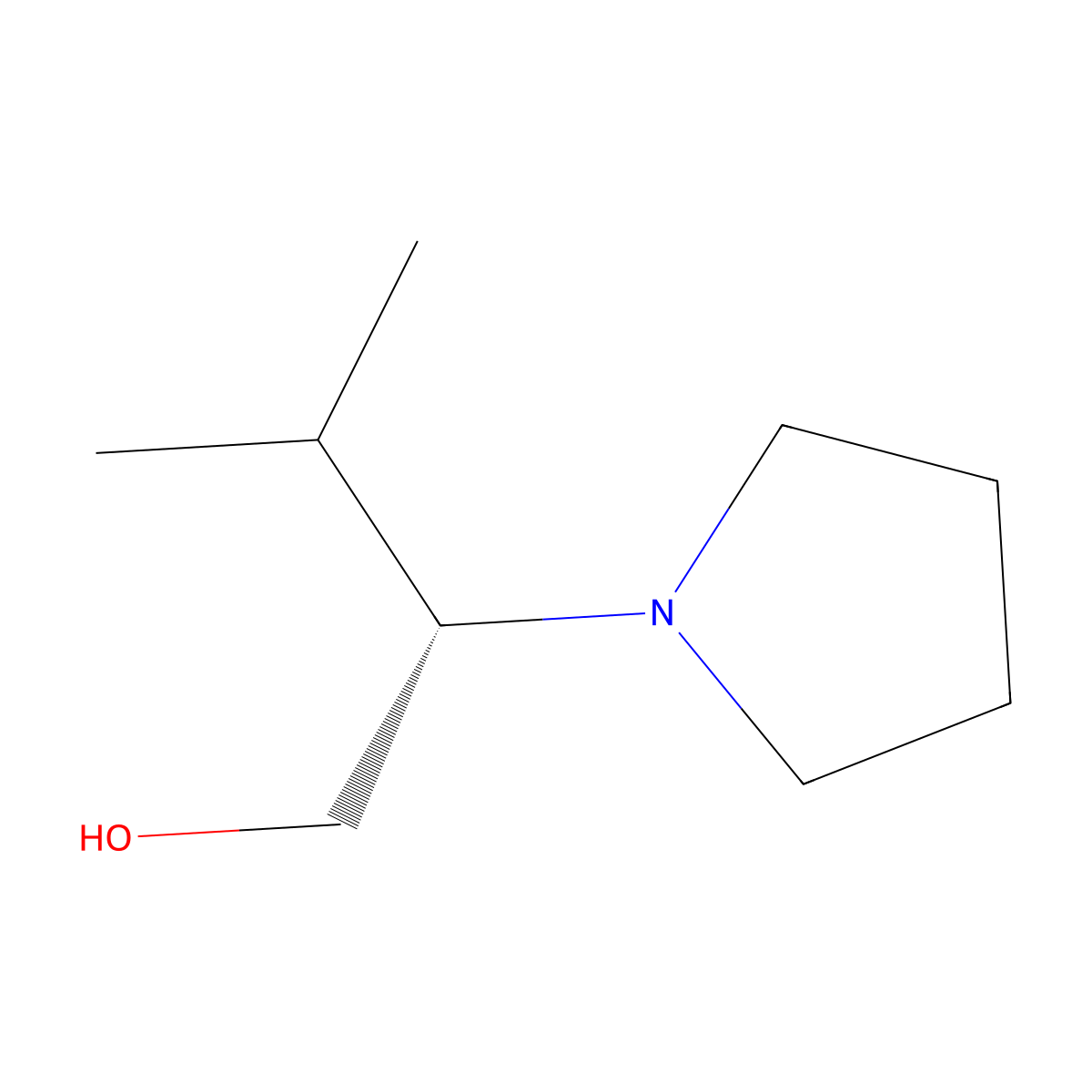 (2S)-3-methyl-2-(pyrrolidin-1-yl)butan-1-ol molecular structure, CAS 831197-21-8
