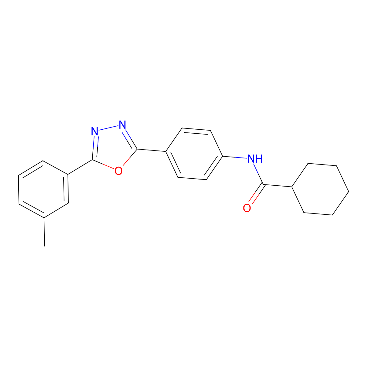 N-[4-[5-(3-methylphenyl)-1,3,4-oxadiazol-2-yl]phenyl]cyclohexanecarboxamide molecular structure, CAS 831197-95-6