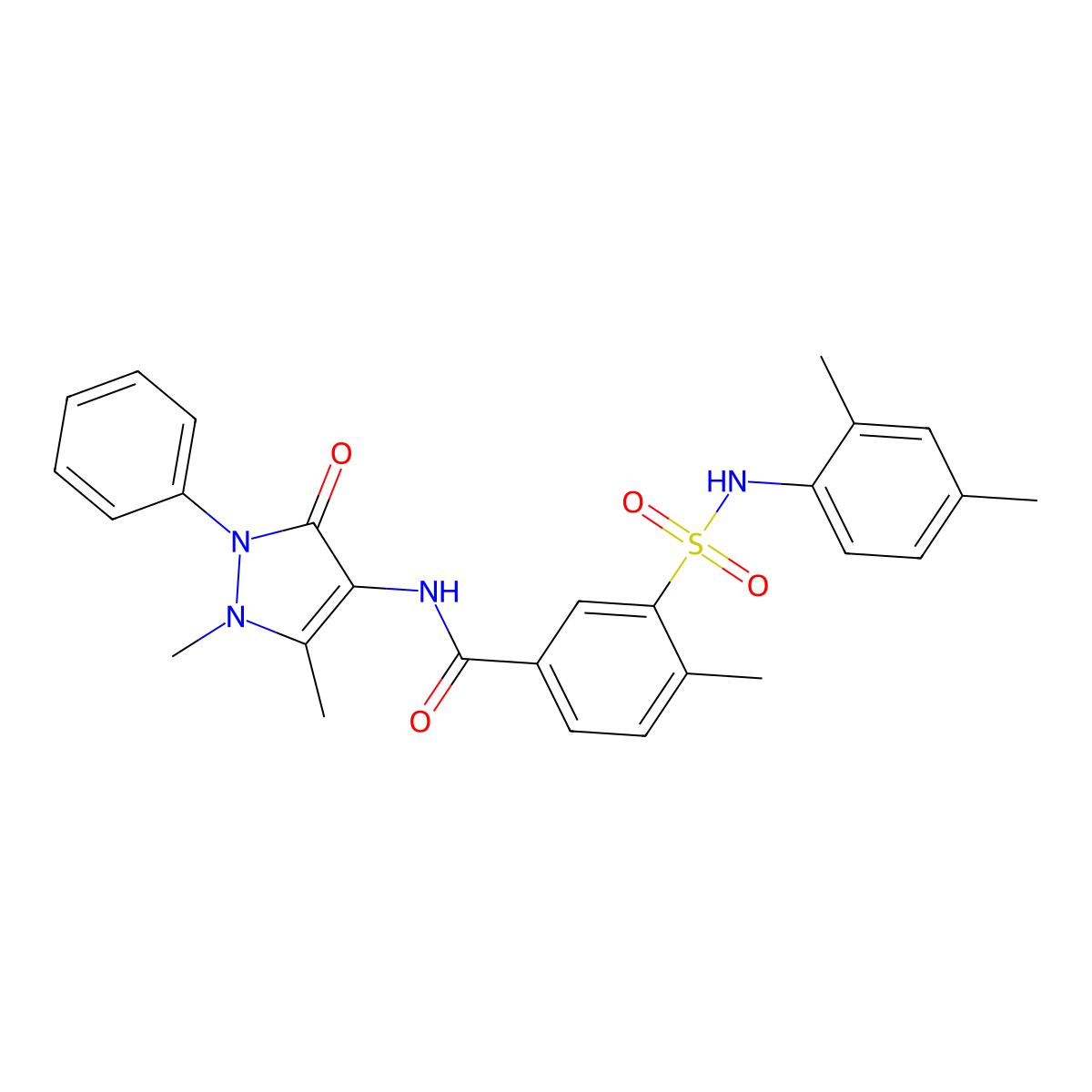 N-(1,5-dimethyl-3-oxo-2-phenylpyrazol-4-yl)-3-[(2,4-dimethylphenyl)sulfamoyl]-4-methylbenzamide molecular structure, CAS 831198-33-5