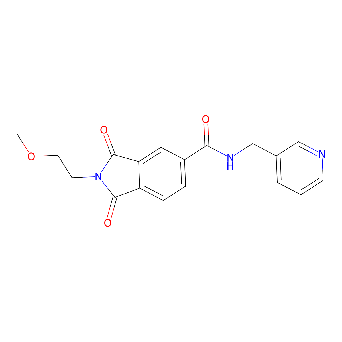 2-(2-methoxyethyl)-1,3-dioxo-N-(pyridin-3-ylmethyl)isoindole-5-carboxamide molecular structure, CAS 831198-35-7