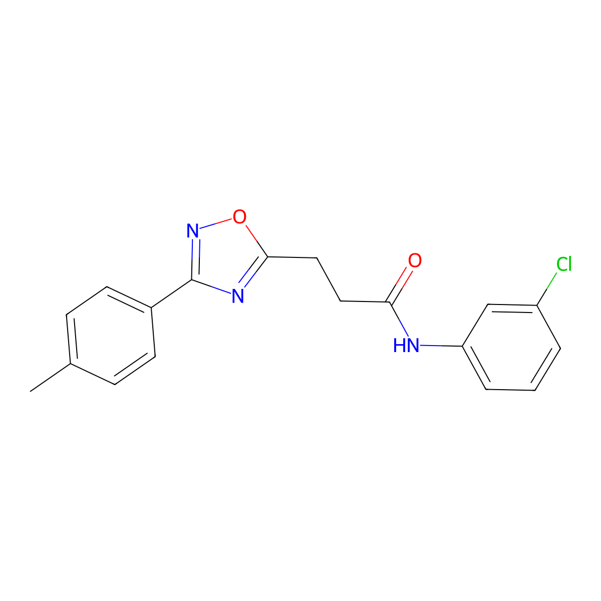 N-(3-chlorophenyl)-3-[3-(4-methylphenyl)-1,2,4-oxadiazol-5-yl]propanamide molecular structure, CAS 831198-39-1