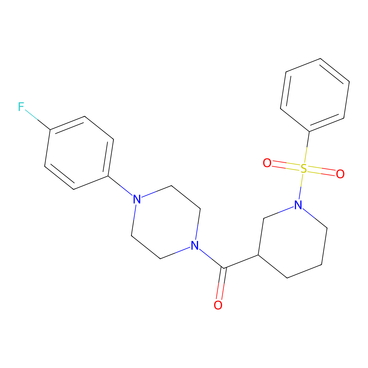 [1-(Benzenesulfonyl)piperidin-3-yl]-[4-(4-fluorophenyl)piperazin-1-yl]methanone molecular structure, CAS 831198-40-4